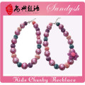 Hermana Jewelry Purple Bead Flower Hecho a mano Girls Bubblegum Chunky Necklace